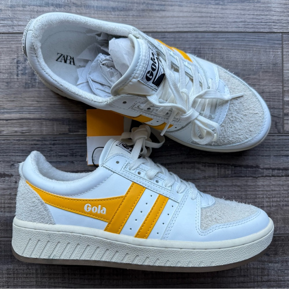 Gola For ZARA White and Yellow Grandslam Casual Sneakers